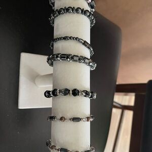 Hematite Black and Silver Beaded Bracelet collection